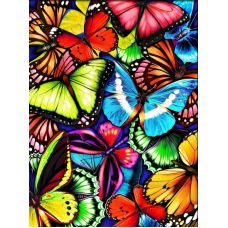 Мозаика стразами Яркие бабочки, 30x40, полная выкладка, Алмазная живопись