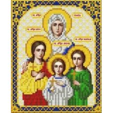 Ткань для вышивания бисером Святые Вера, Надежда, Любовь и мать их София, 14x17, Благовест