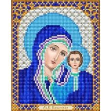 Ткань для вышивания бисером Казанская Божия Матерь в синем, 14x17, Благовест