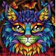 Мозаика стразами Радужный кот, 30x30, полная выкладка, Алмазная живопись