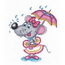 Набор для вышивания крестом Мышка с зонтиком, 20x18, МП-Студия