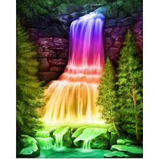 Мозаика стразами Радужный водопад, 40x50, полная выкладка, Алмазная живопись