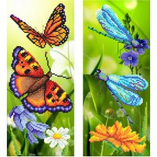 Рисунок на габардине Бабочки на лугу, 40x50 (12x28 (2)), МП-Студия, Г-141