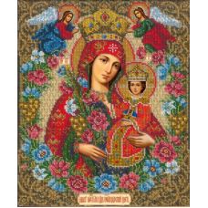 Набор для вышивания бисером Богородица Неувядаемый цвет, 27x32,2, Русская искусница