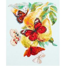 Набор для вышивания крестом Бабочки на груше, 21x27, Чудесная игла