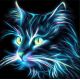 Мозаика стразами Неоновый кот, 25x25, полная выкладка, Алмазная живопись