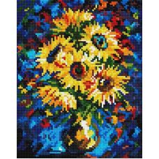 Алмазная мозаика Ночные подсолнухи, 20x25, полная выкладка, Белоснежка