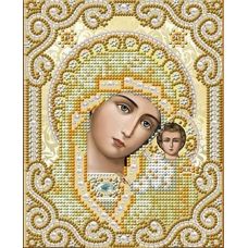 Ткань для вышивания бисером Пресвятая Богородица Казанская в жемчуге, 14x17, Благовест