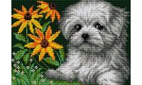 Алмазная мозаика на магнитной основе Белый щенок, 20x28,5, полная выкладка, Вышиваем бисером