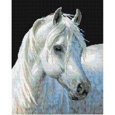 Алмазная мозаика Белый конь, 40x50, полная выкладка, Белоснежка