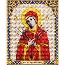 Ткань для вышивания бисером Пресвятая Богородица Семистрельная, 14x17, Благовест