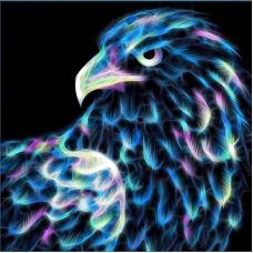Мозаика стразами Неоновый орел, 25x25, полная выкладка, Алмазная живопись