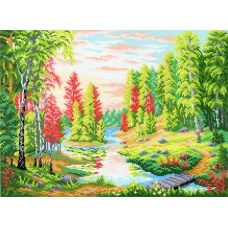 Рисунок на канве Рассвет в лесу, 40x50 (29x40), МП-Студия, СК-022