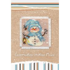 Набор для вышивания крестом Снеговик: открытка, 5,7x5,7, Алиса