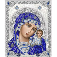 Ткань для вышивания бисером Пресвятая Богородица Казанская в жемчуге, 20x25, Благовест