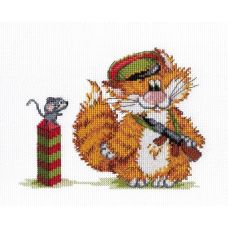 Набор для вышивания крестом Рыжий кот. Пограничник, 15x20, МП-Студия