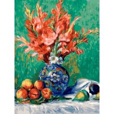 Живопись по номерам Ренуар. Натюрморт с цветами и фруктами, 30x40, Белоснежка