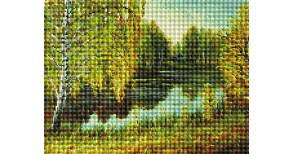 Дешевая Алмазная мозаика Родные места, 30x40, полная выкладка ...
