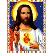Ткань для вышивания бисером Святое Сердце Иисуса, 13x17,5, Каролинка