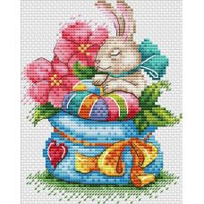Набор для вышивания крестом Зайчонок в цветах, 11x14, Жар-Птица (МП-Студия)