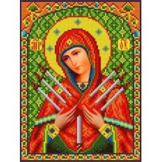 Ткань для вышивания бисером Богородица Семистрельная, 18,5x24,5, Каролинка