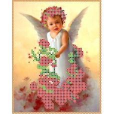 Ткань для вышивания бисером Ангел в розах, 13x16,5, Каролинка
