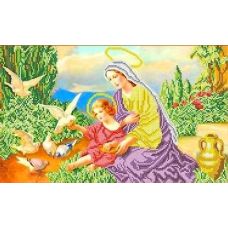 Ткань для вышивания бисером Богородица и голуби, 40x25, Каролинка