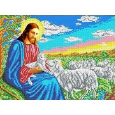 Ткань для вышивания бисером Иисус-пастырь, 35x26, Каролинка