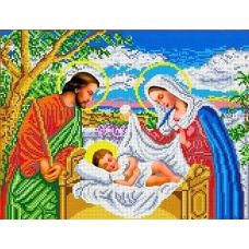 Ткань для вышивания бисером Иисус в колыбели, 27,5x35, Каролинка