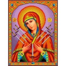 Ткань для вышивания бисером Богородица Семистрельная , 27x35,5, Каролинка