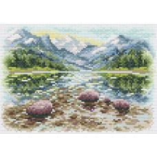 Алмазная мозаика Озерное равновесие, 27x19, полная выкладка, Brilliart (МП-Студия)