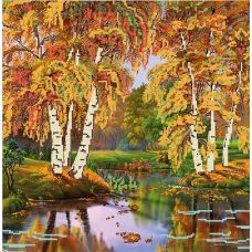 Канва с рисунком Осень, 40x40, Божья коровка