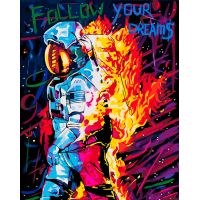 Живопись по номерам Астронавт в пламени, 40x50, Белоснежка