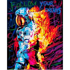 Живопись по номерам Астронавт в пламени, 40x50, Белоснежка
