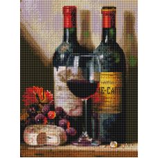 Алмазная мозаика Вино, сыр и виноград, 30x40, полная выкладка, Белоснежка