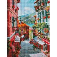 Алмазная мозаика Италия. Озеро Комо, 30x40, полная выкладка, Белоснежка