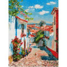 Алмазная мозаика Улочка в португальском поселке, 30x40, полная выкладка, Белоснежка