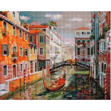Алмазная мозаика Венеция. Канал Сан Джованни Латерано, 40x50, полная выкладка, Белоснежка