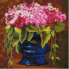 Алмазная мозаика Букет в синей вазе, 30x30, полная выкладка, Белоснежка