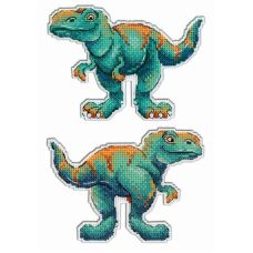 Набор для вышивания крестом на пластиковой основе Динозавры. Тираннозавр, 10x13, Жар-Птица (МП-Студия)