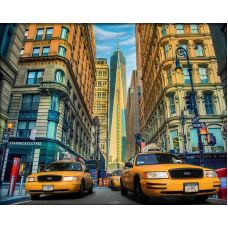 Мозаика стразами Такси Нью-Йорка, 40x50, полная выкладка, Алмазная живопись