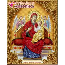Мозаика стразами Икона Богородица Всецарица, 22x28, частичная выкладка, Алмазная живопись