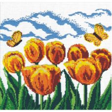 Набор для вышивания бисером Жёлтые тюльпаны, 27x27, МП-Студия