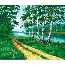 Рисунок на габардине Тропа вдоль реки, 50x40 (30x25), МП-Студия, Г-109