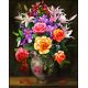 Мозаика стразами Розы и лилии, 40x50, полная выкладка, Алмазная живопись