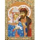 Мозаика стразами Икона Святые Петр и Феврония, 30x40, полная выкладка, Алмазная живопись