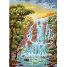 Набор для вышивания крестом Крутой водопад, 26x17, МП-Студия