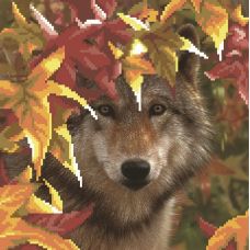 Рисунок на габардине Волк в осеннем лесу, 35x40 (23x28), МП-Студия, Г-036