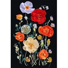 Набор для вышивания лентами, Маки в цвету, 30x47, Любава