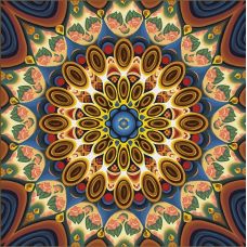 Мозаика стразами Мандала благополучия, 40x40, полная выкладка, Алмазная живопись